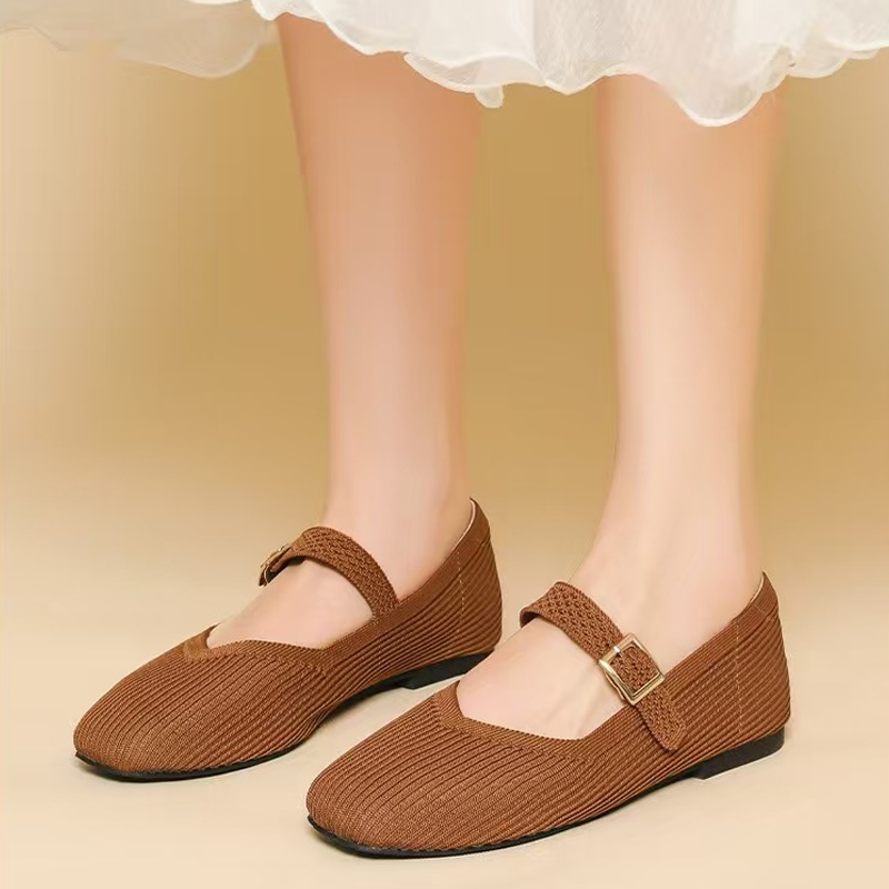 Breathable Square Toe Ballet Flats