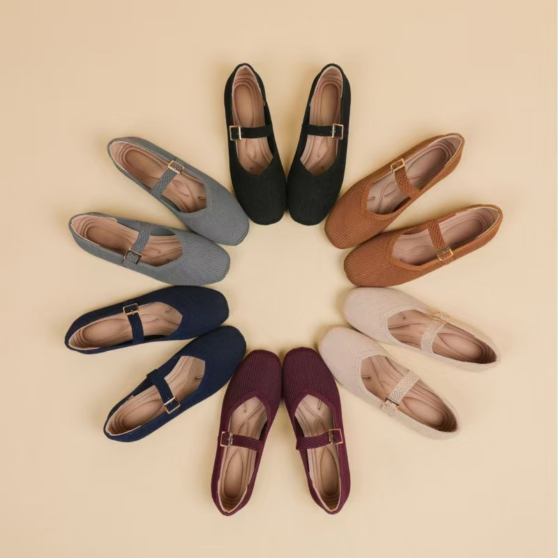 Breathable Square Toe Ballet Flats