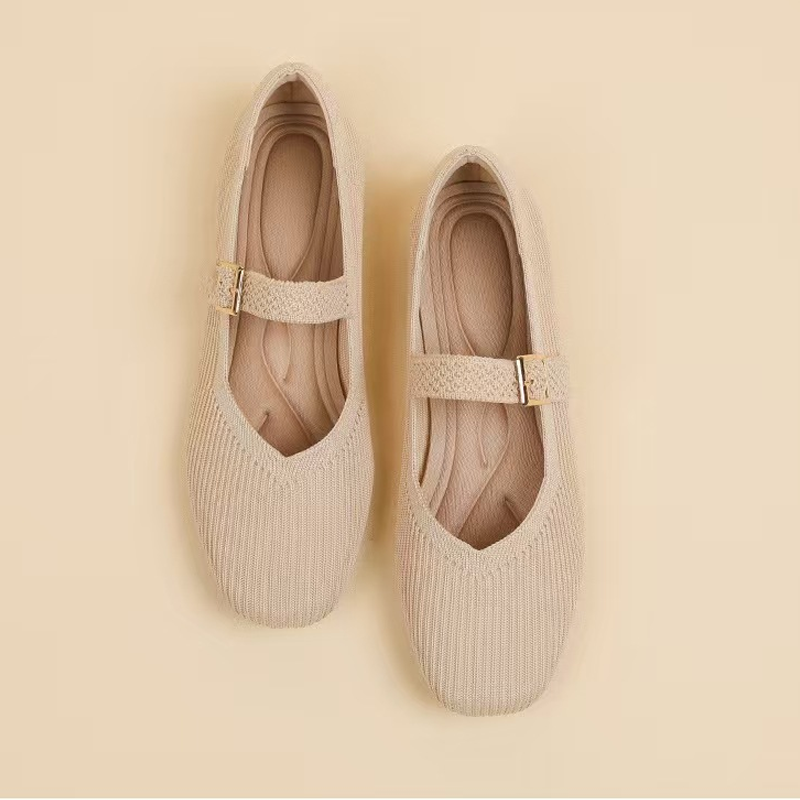Breathable Square Toe Ballet Flats