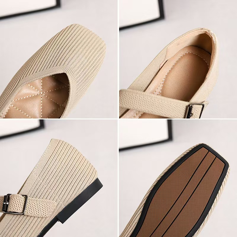 Breathable Square Toe Ballet Flats