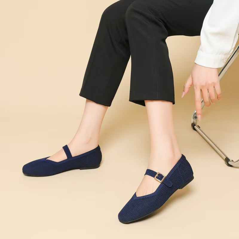 Breathable Square Toe Ballet Flats