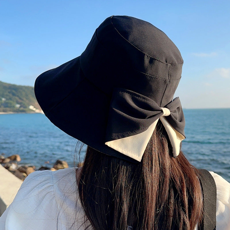 👒 女士宽檐太阳帽配蝴蝶结——可折叠防紫外线帽，适合海滩与度假🎀