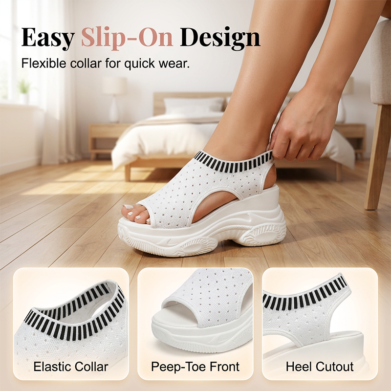 Women's Breathable Peep-Toe Wedge Sandals