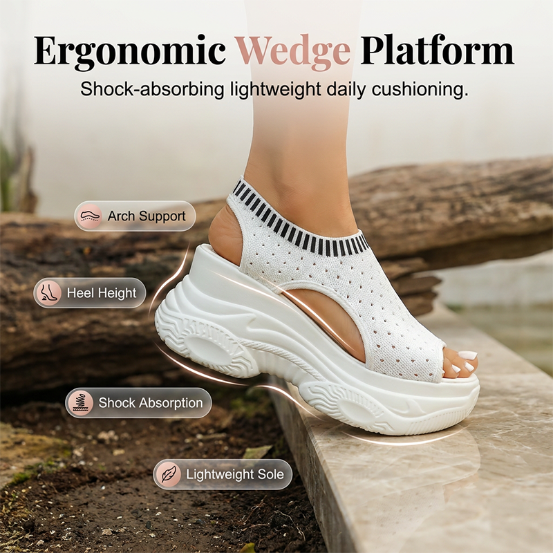 Women's Breathable Peep-Toe Wedge Sandals