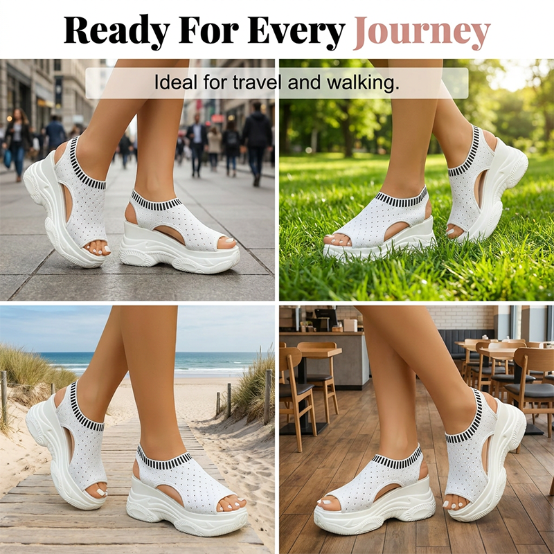 Women's Breathable Peep-Toe Wedge Sandals
