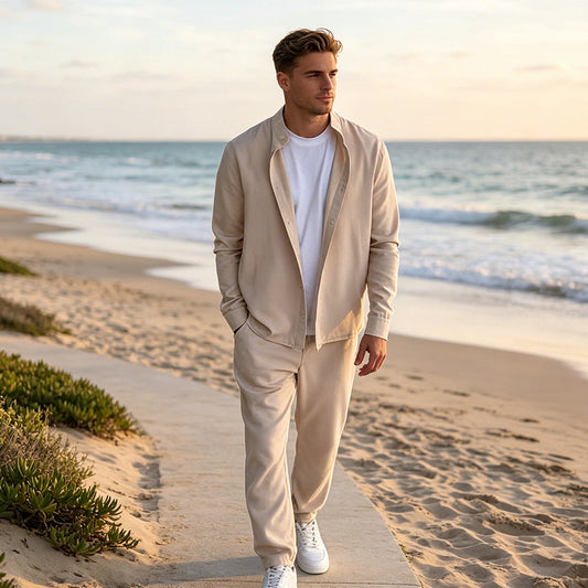 Gluschwein - 👔Neu eingetroffen – 50 % Rabatt!💼Herren-Set aus Hemd mit Stehkragen und Hose ✈Kostenloser Versand