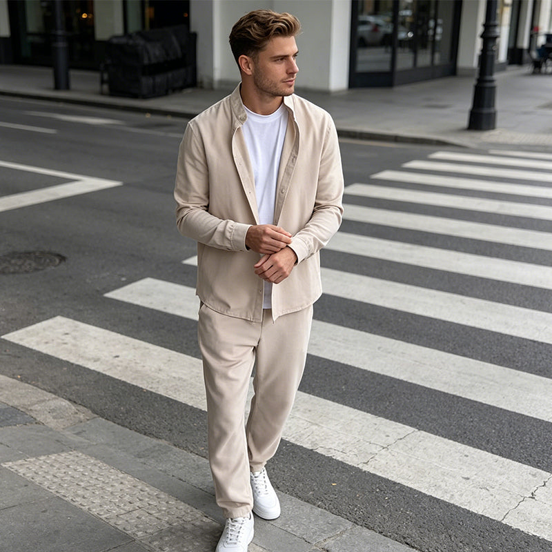 Gluschwein - 👔Neu eingetroffen – 50 % Rabatt!💼Herren-Set aus Hemd mit Stehkragen und Hose ✈Kostenloser Versand