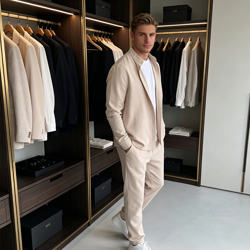 Gluschwein - 👔Neu eingetroffen – 50 % Rabatt!💼Herren-Set aus Hemd mit Stehkragen und Hose ✈Kostenloser Versand