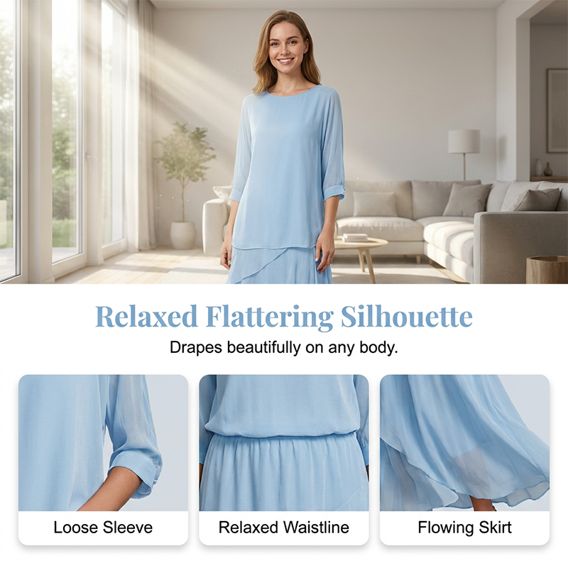 Elegantes zweiteiliges Rock-Set mit Lagenlook