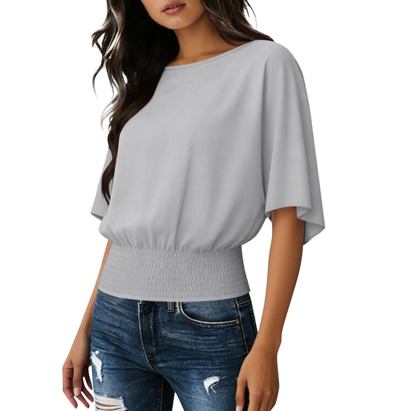 Damen-Top mit Dolmanärmeln und geraffter Taille