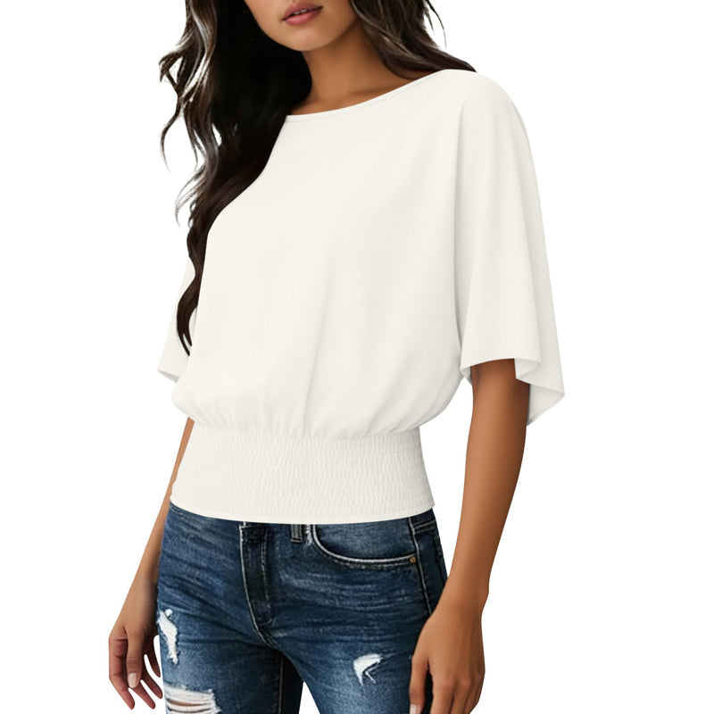 Damen-Top mit Dolmanärmeln und geraffter Taille
