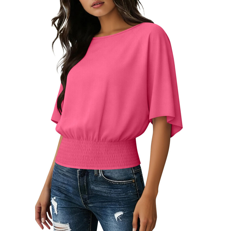 Damen-Top mit Dolmanärmeln und geraffter Taille