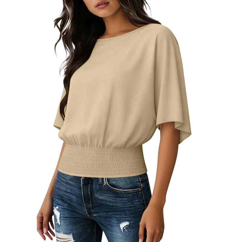 Damen-Top mit Dolmanärmeln und geraffter Taille