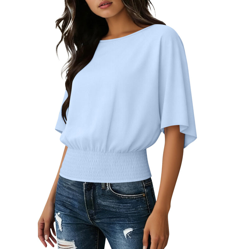 Damen-Top mit Dolmanärmeln und geraffter Taille