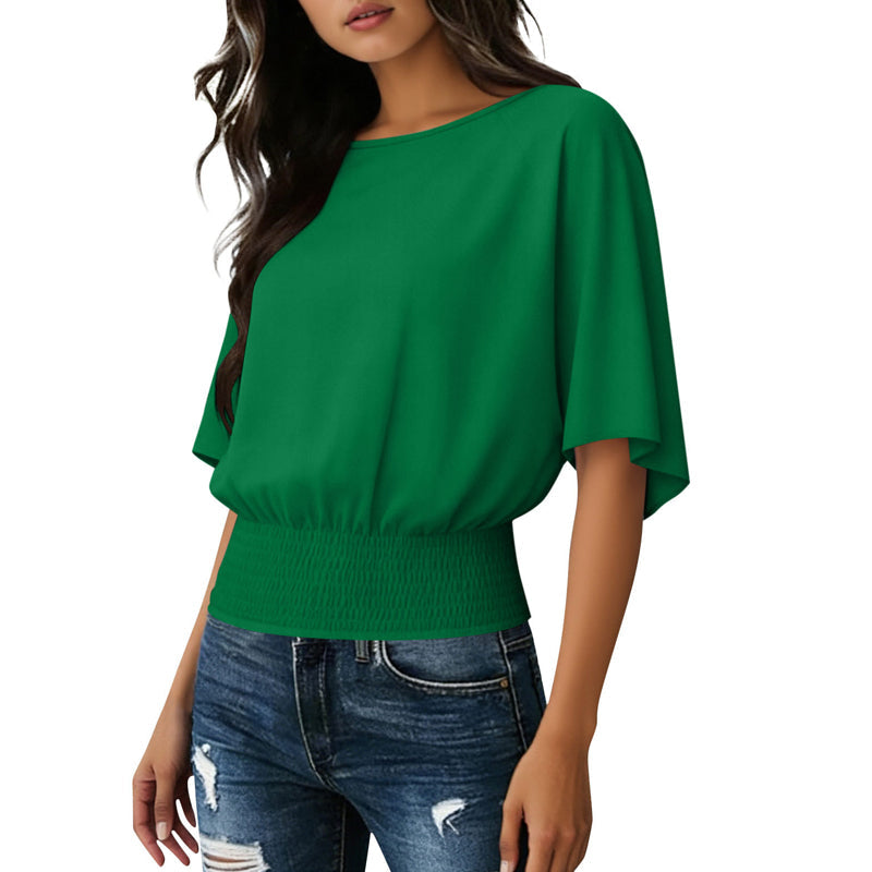 Damen-Top mit Dolmanärmeln und geraffter Taille
