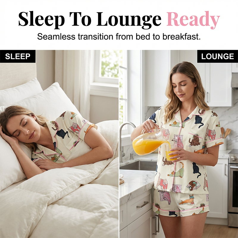 Women's Cartoon Print Pajama Set