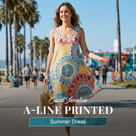 Gluschwein - ⏰ 50 % RABATT – Nur für kurze Zeit ✨Lockeres, ärmelloses Sommerkleid im A-Linien-Schnitt mit Print