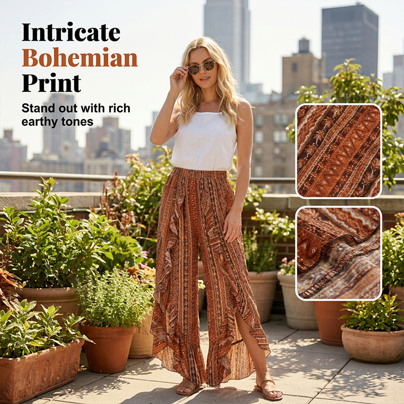 Gluschwein - Bohemian Ruffle Trim Pants with Slits