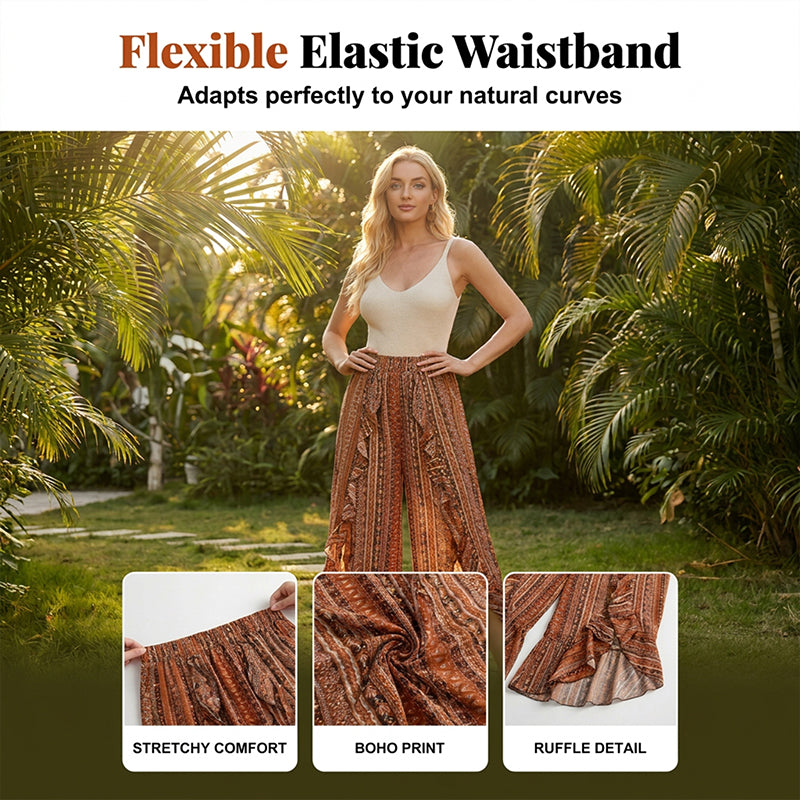 Gluschwein - Bohemian Ruffle Trim Pants with Slits