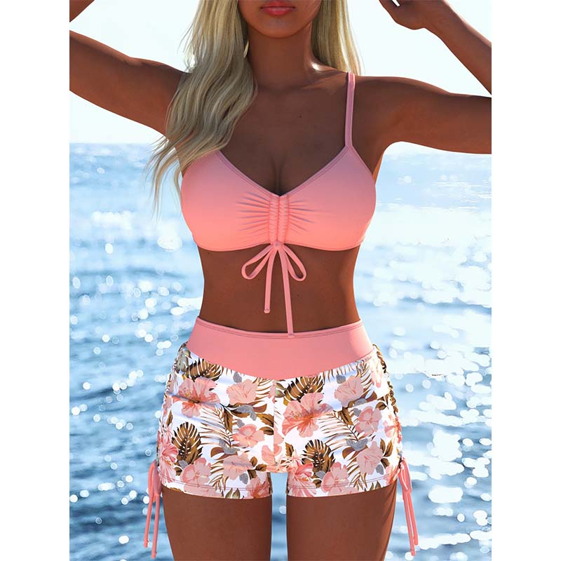 📢📢Letzter Tag 60% Rabatt!! ⏰👙Damen Bikini Set – Kordel-Top & Boyshorts, Verschiedene Designs🩱 Für Strand & Pool