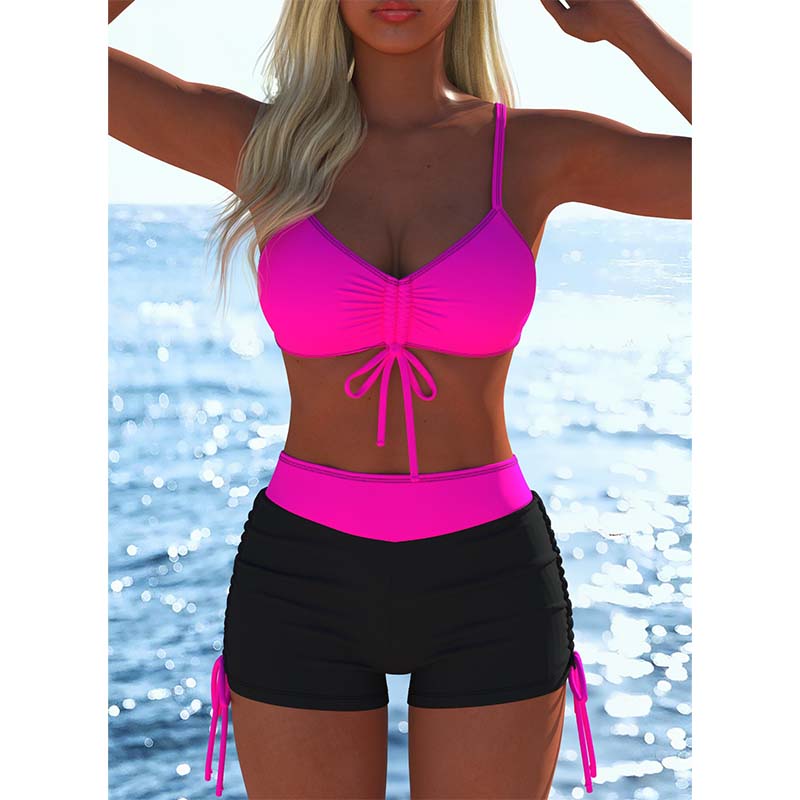 📢📢Letzter Tag 60% Rabatt!! ⏰👙Damen Bikini Set – Kordel-Top & Boyshorts, Verschiedene Designs🩱 Für Strand & Pool