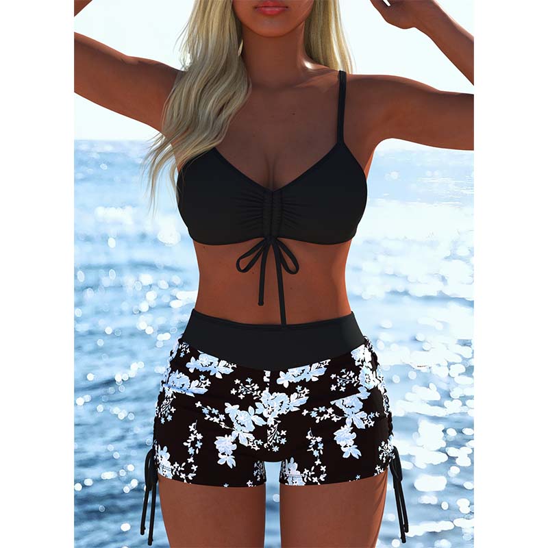 📢📢Letzter Tag 60% Rabatt!! ⏰👙Damen Bikini Set – Kordel-Top & Boyshorts, Verschiedene Designs🩱 Für Strand & Pool
