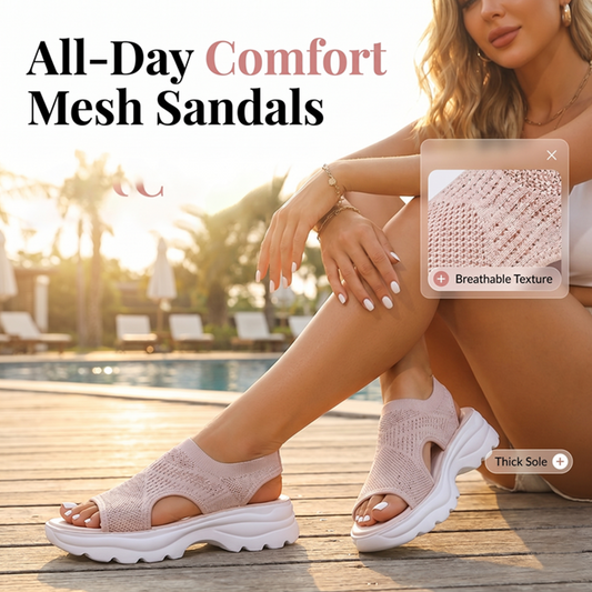Gluschwein - Atmungsaktive Plateau-Sandalen aus Mesh für Damen