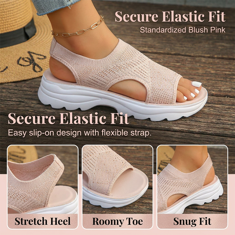 Gluschwein - Atmungsaktive Plateau-Sandalen aus Mesh für Damen