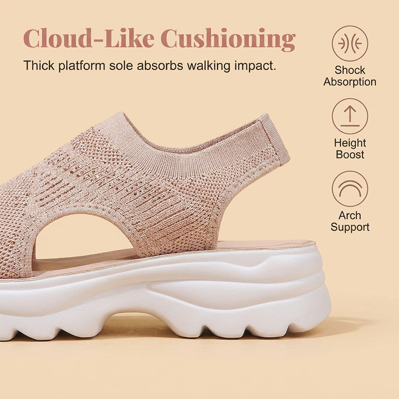 Gluschwein - Atmungsaktive Plateau-Sandalen aus Mesh für Damen