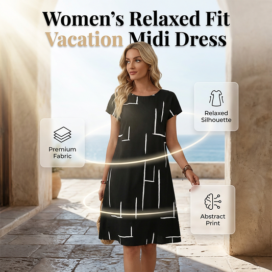 Gluschwein - Women's Relaxed Fit Vacation Midi Dress