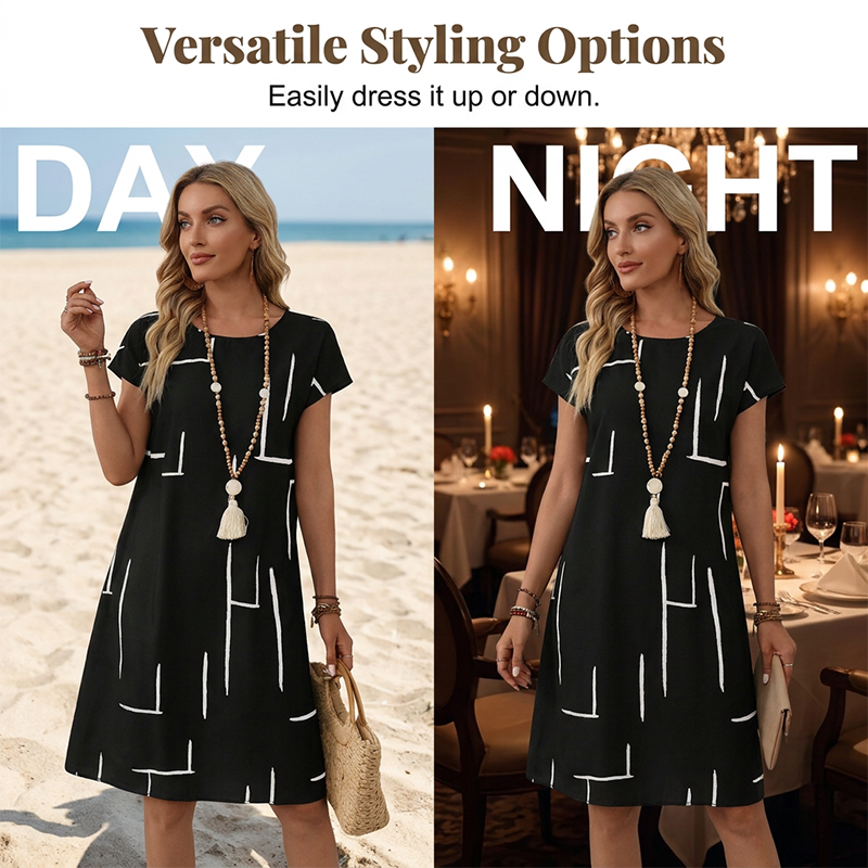 Gluschwein - Women's Relaxed Fit Vacation Midi Dress