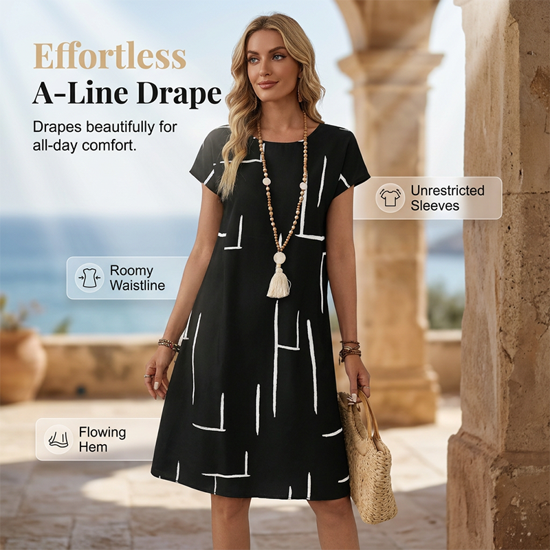 Gluschwein - Women's Relaxed Fit Vacation Midi Dress