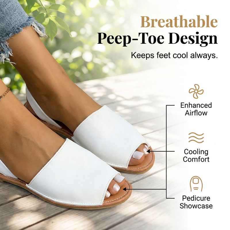 Gluschwein - Women's Peep-Toe Slingback Flat Sandals