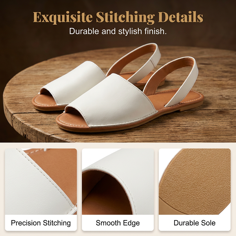 Gluschwein - Women's Peep-Toe Slingback Flat Sandals