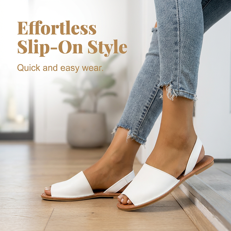 Gluschwein - Women's Peep-Toe Slingback Flat Sandals