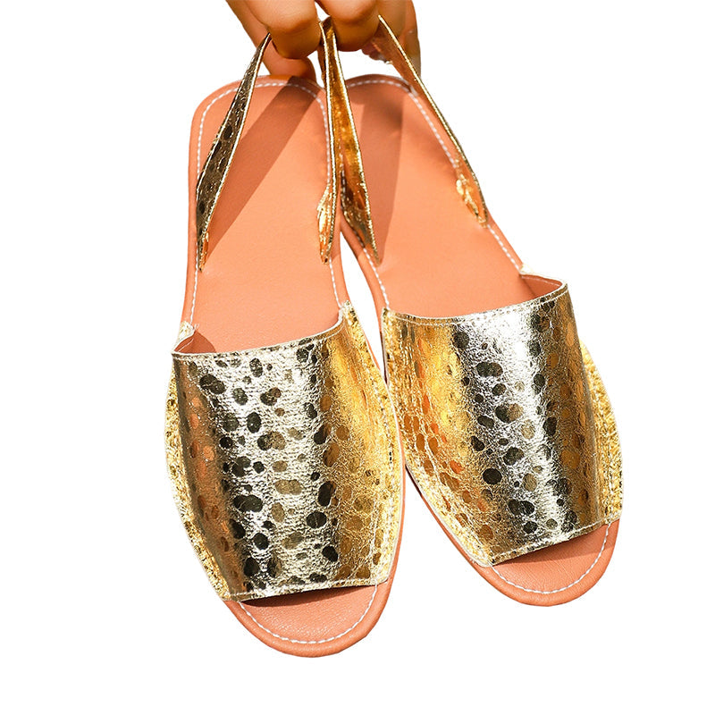 Gluschwein - Women's Peep-Toe Slingback Flat Sandals