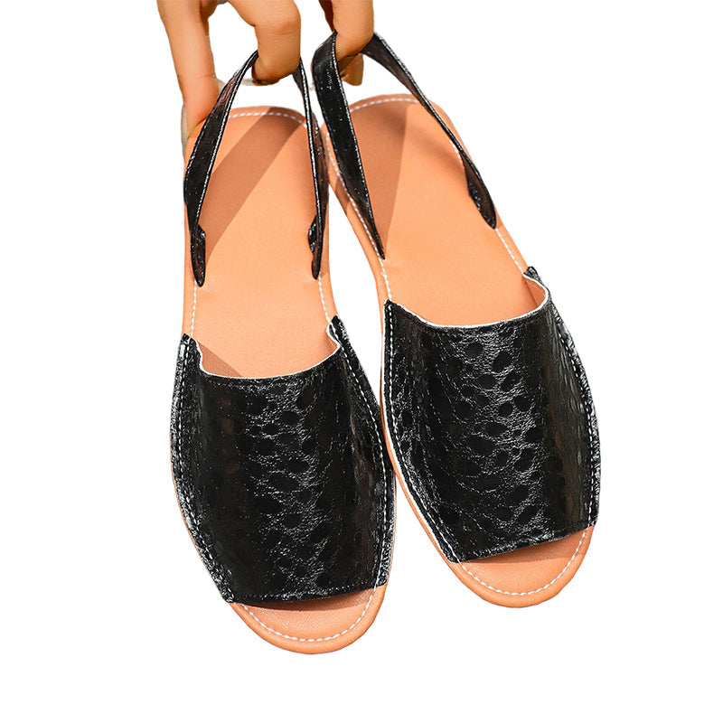 Gluschwein - Women's Peep-Toe Slingback Flat Sandals