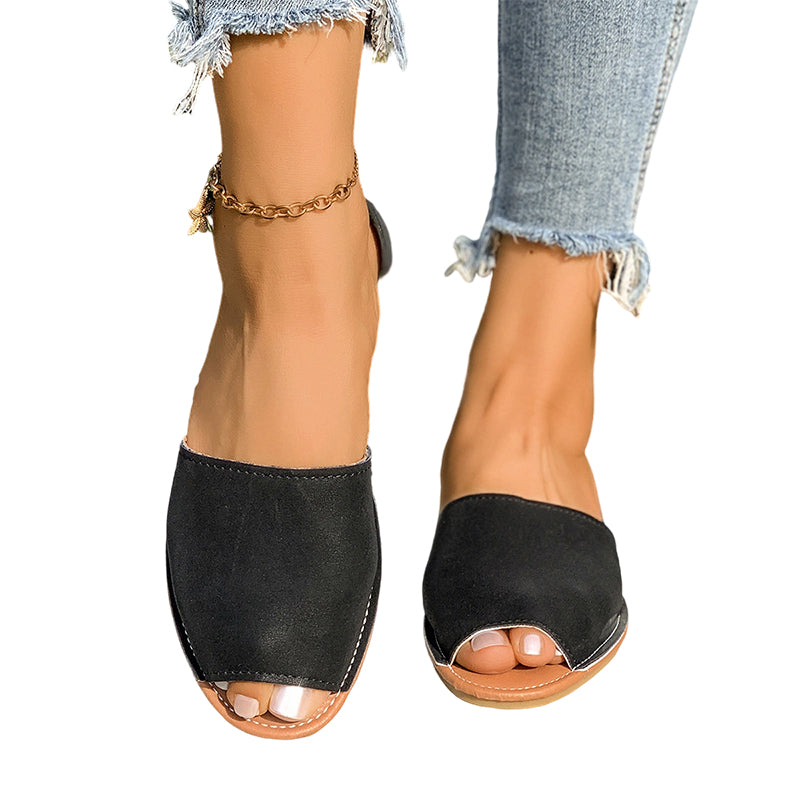 Gluschwein - Women's Peep-Toe Slingback Flat Sandals