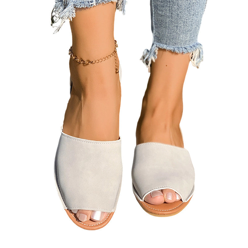 Gluschwein - Women's Peep-Toe Slingback Flat Sandals