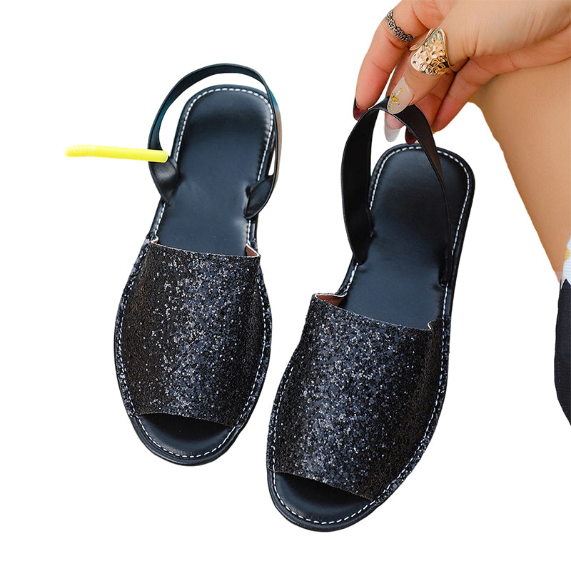 Gluschwein - Women's Peep-Toe Slingback Flat Sandals