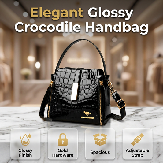 👜 BEGRENZTE ZEIT 40% RABATT! ✨ Glänzende Krokodilmuster Damenhandtasche – Strukturiert, Goldene Beschläge, Geräumig & Schick 💼