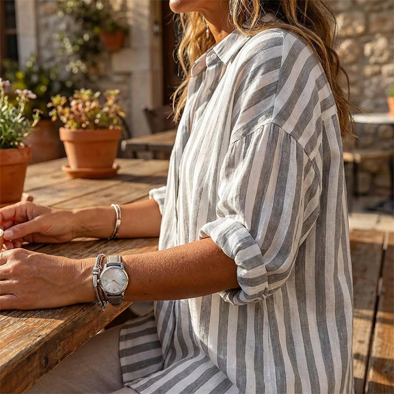 Gluschwein - Women's Casual Striped Pullover Shirt
