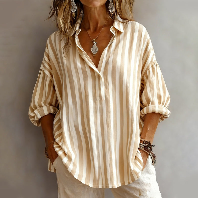 Gluschwein - Women's Casual Striped Pullover Shirt