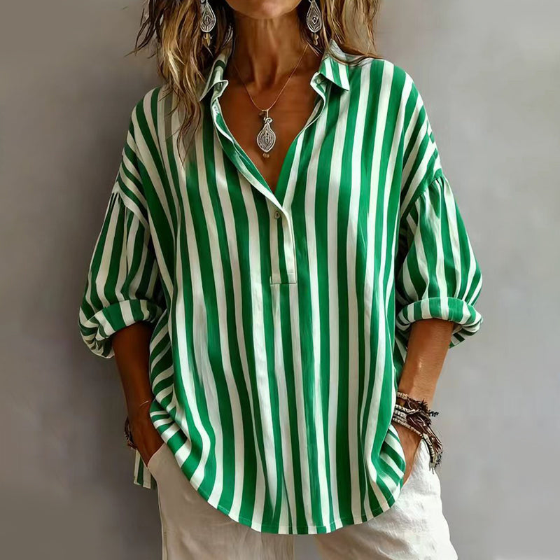 Gluschwein - Women's Casual Striped Pullover Shirt