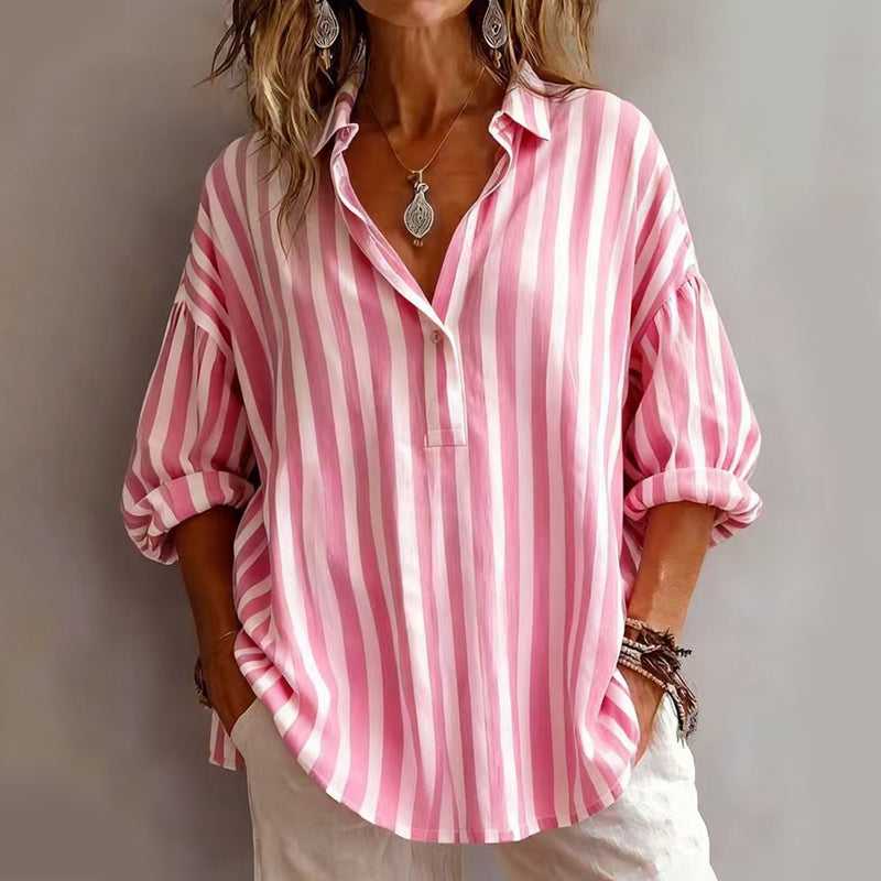 Gluschwein - Women's Casual Striped Pullover Shirt