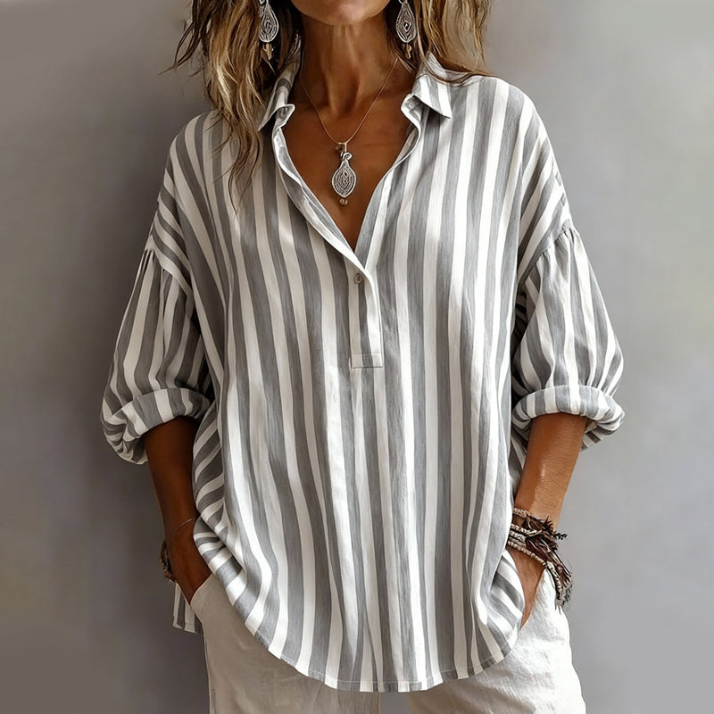 Gluschwein - Women's Casual Striped Pullover Shirt
