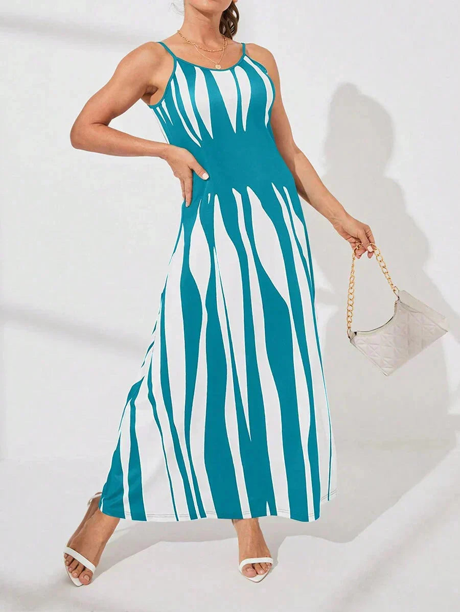 Bedrucktes Maxikleid mit Spaghettiträgern