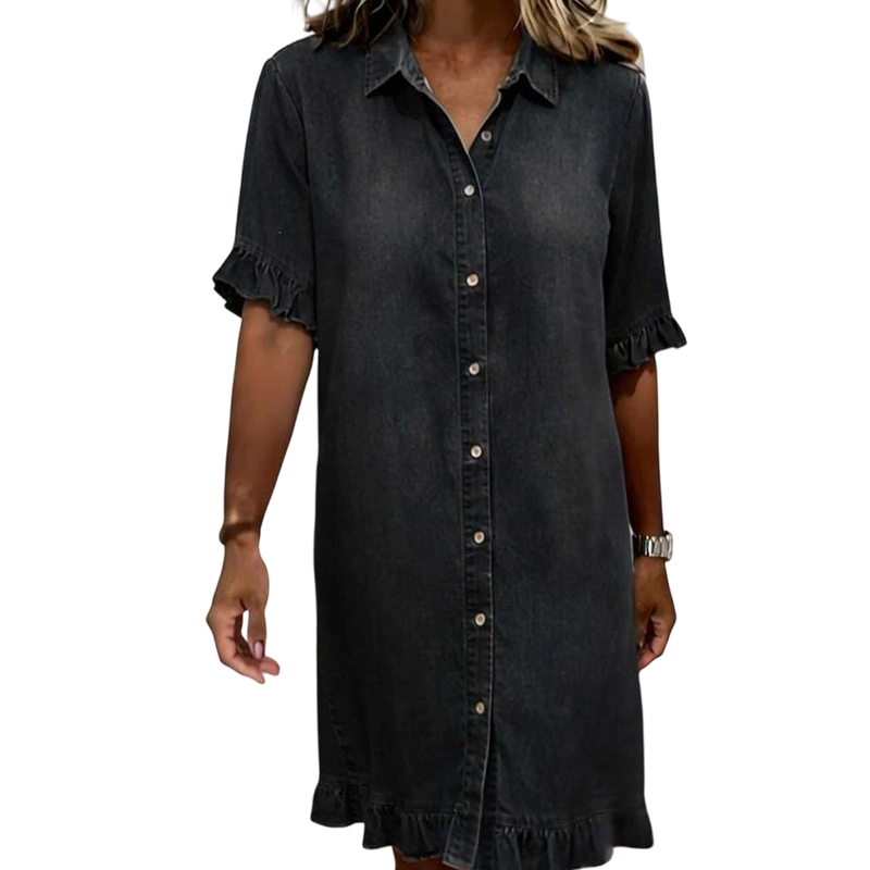 👗Locker sitzendes Jeanskleid mit Rüschen