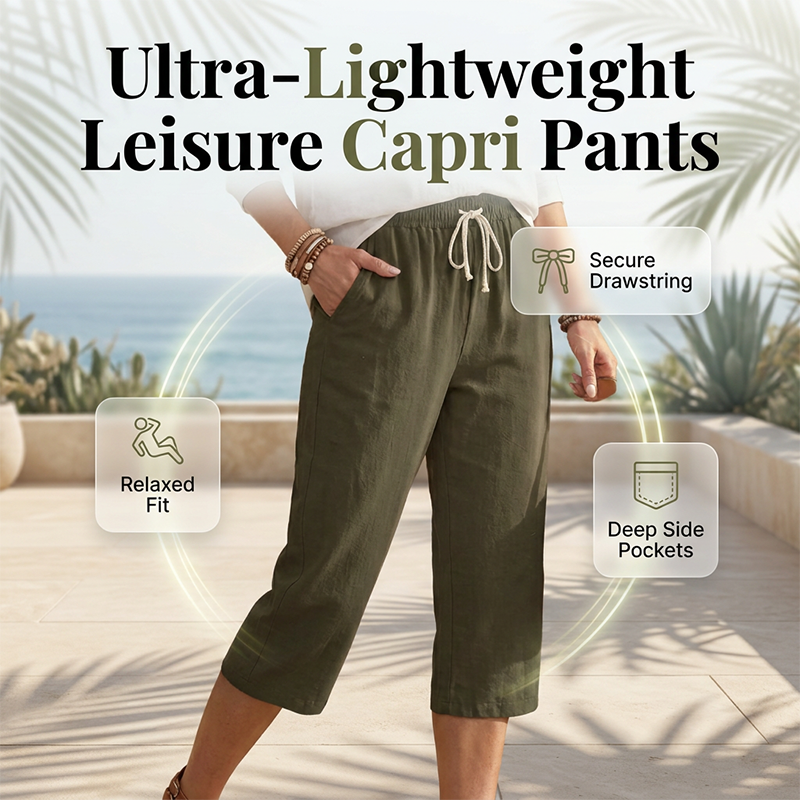 Women's Casual Cotton Blend Capri Pants