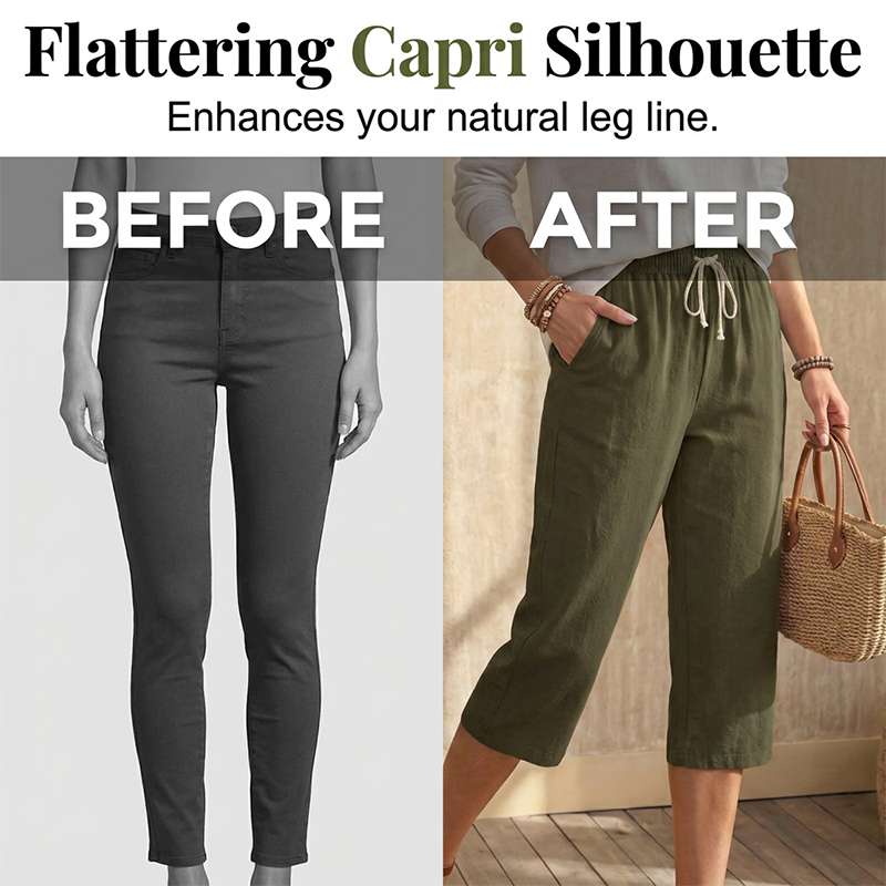 Women's Casual Cotton Blend Capri Pants